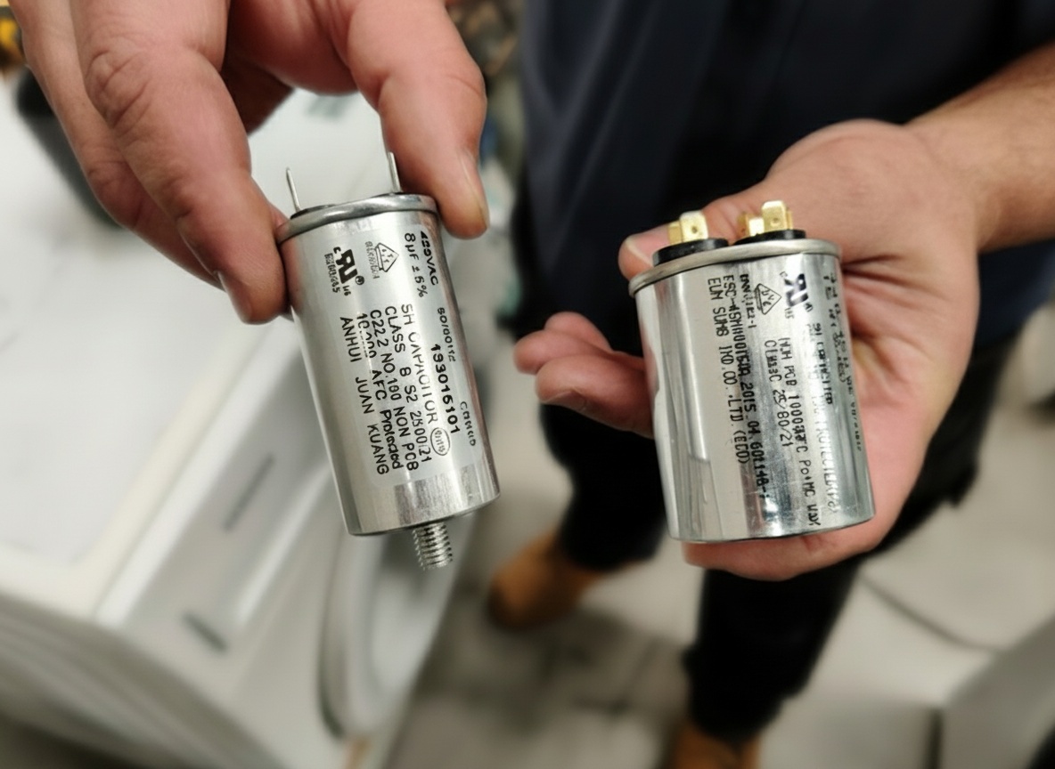 Technician repairing an appliance
