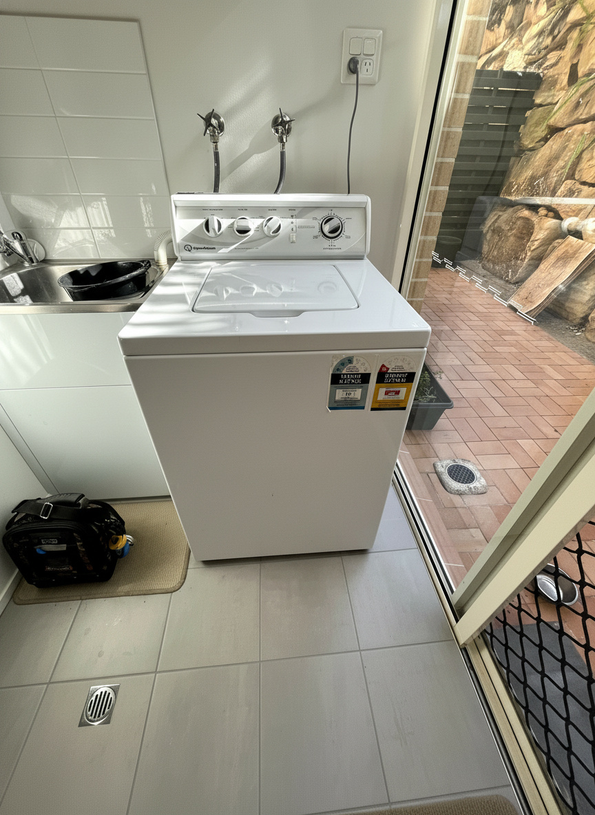 Technician repairing an appliance